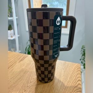 Checkered Brown Travel Mug